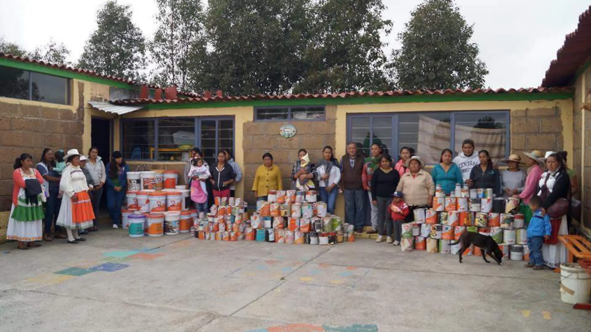 Poco más de 80 familias otomíes recibieron apoyo de pintura.